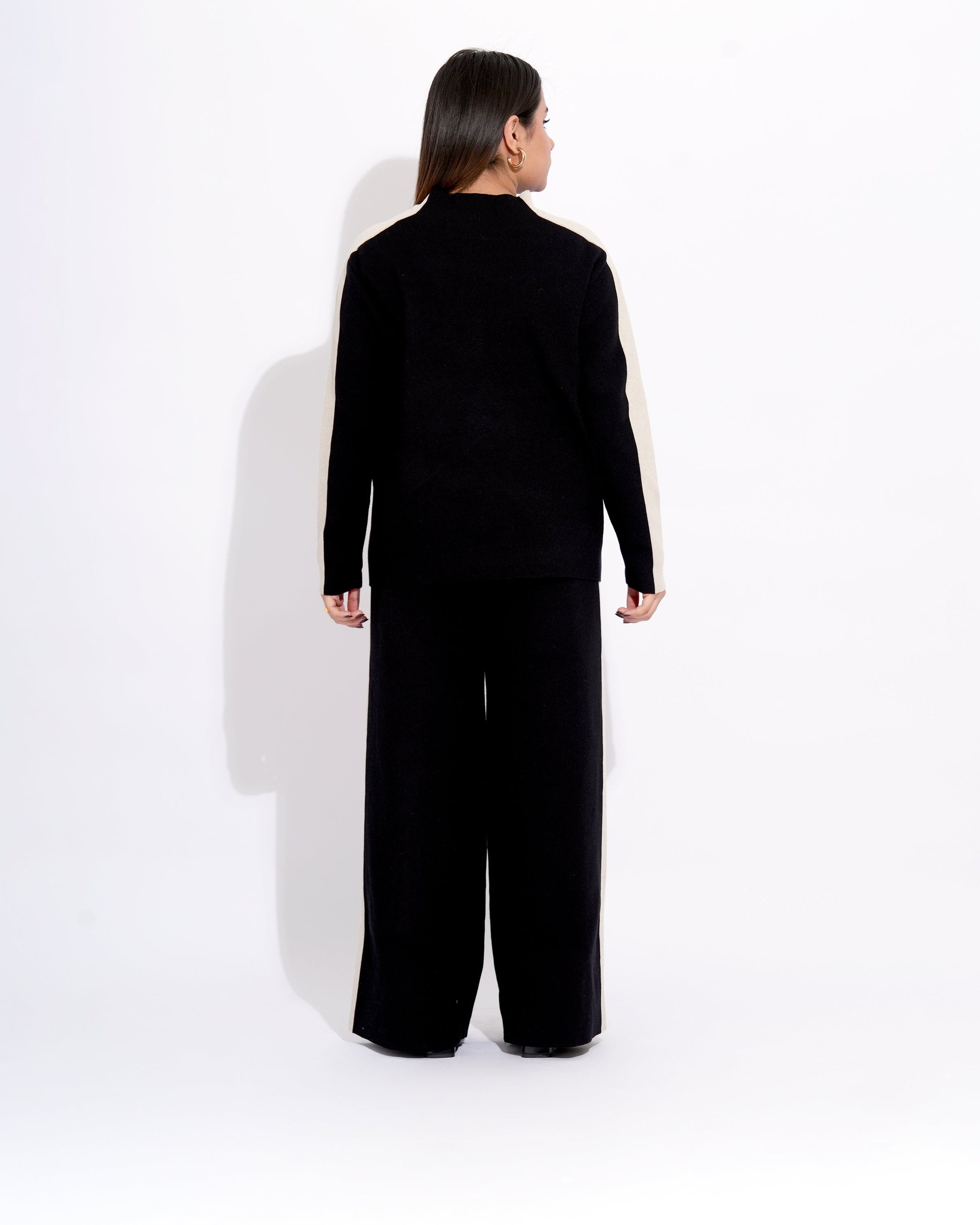 High Neck Contrast Detailing Relaxed Fit Co-ord Set