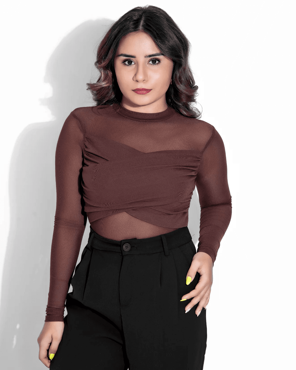 Mesh Crossover Top for Women