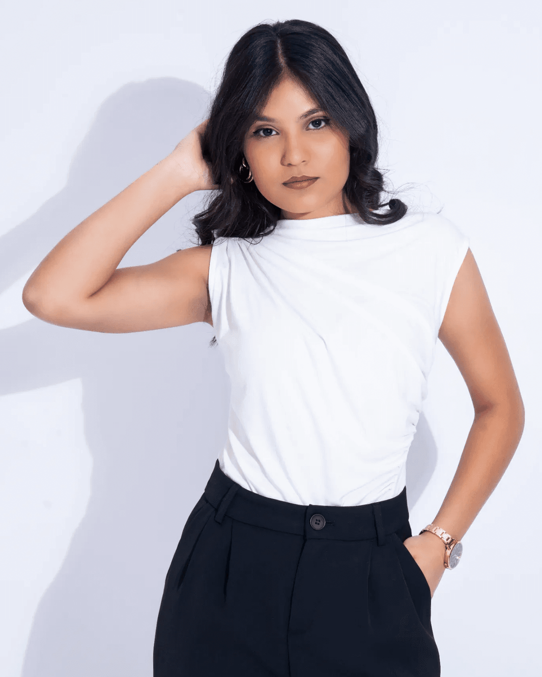 Cut Sleeves Draped Top