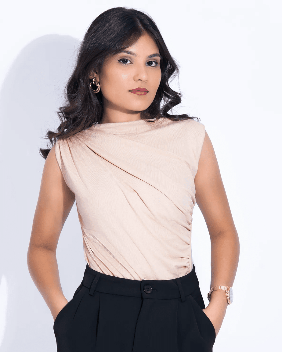 Cut Sleeves Draped Top