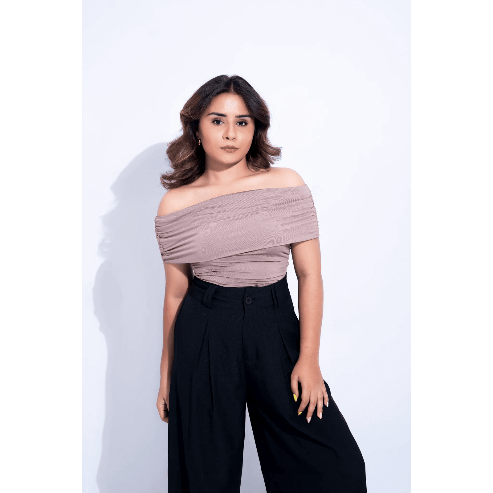 Off-The-Shoulder Draped Bodysuit