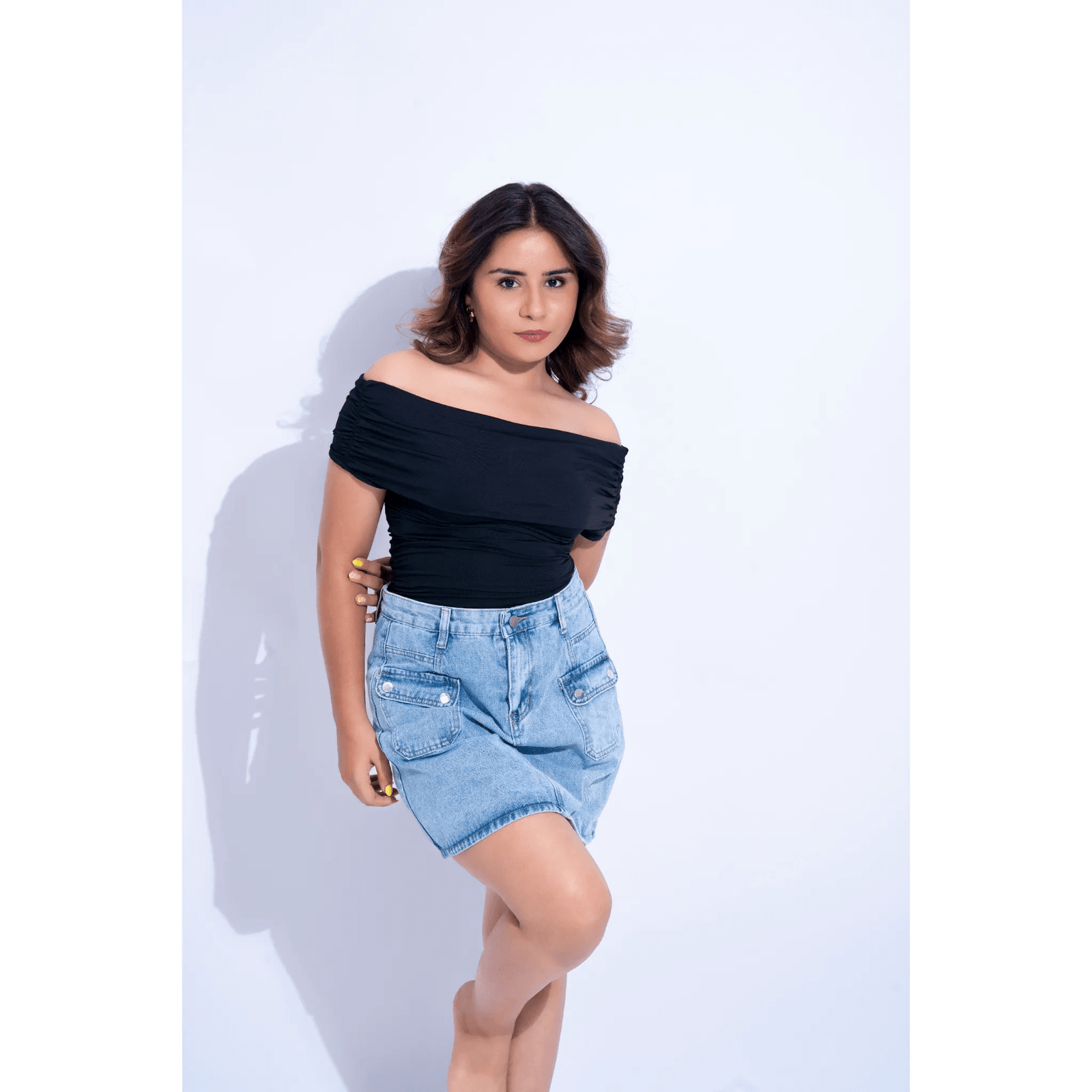 Off-The-Shoulder Draped Bodysuit