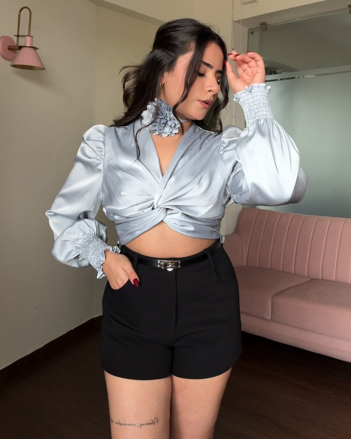 Satin Knot Detailing Top