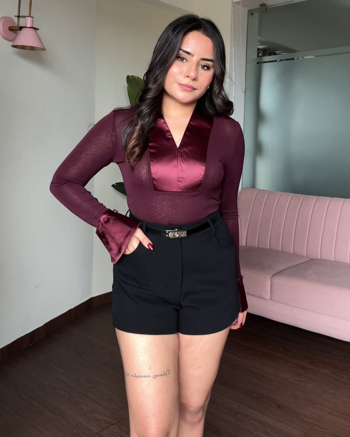 Satin Detailing Fitted Top