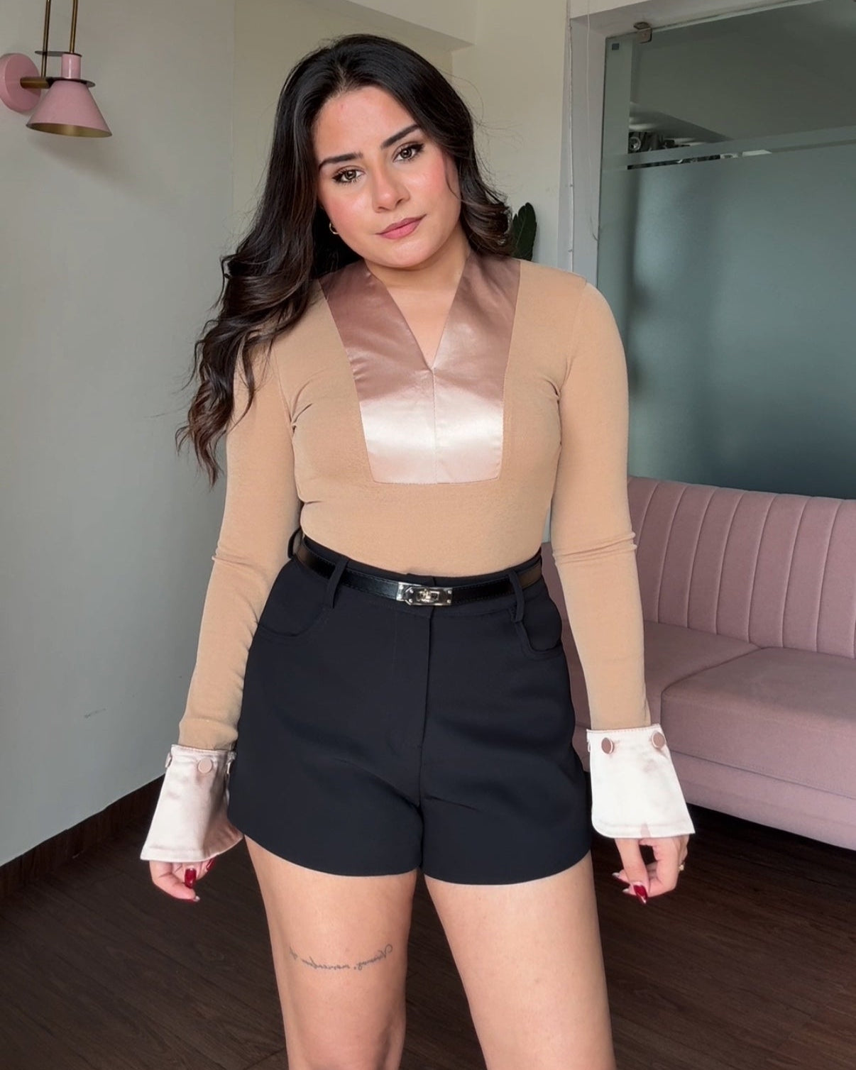 Satin Detailing Fitted Top