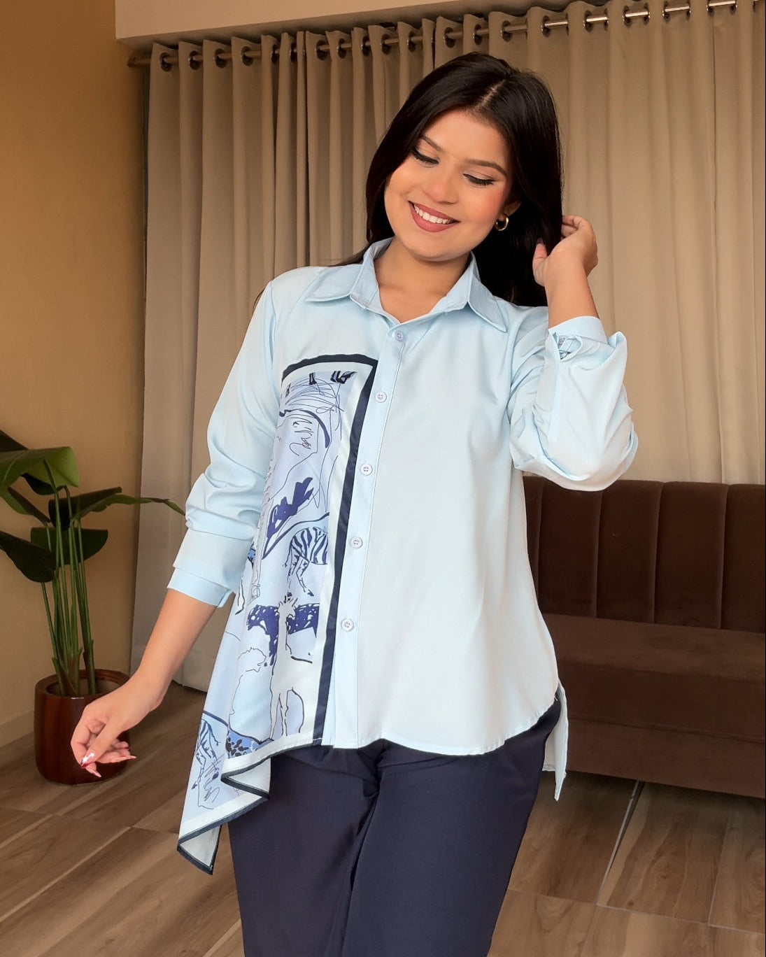 Scarf Detailing Relaxed Fit Shirt