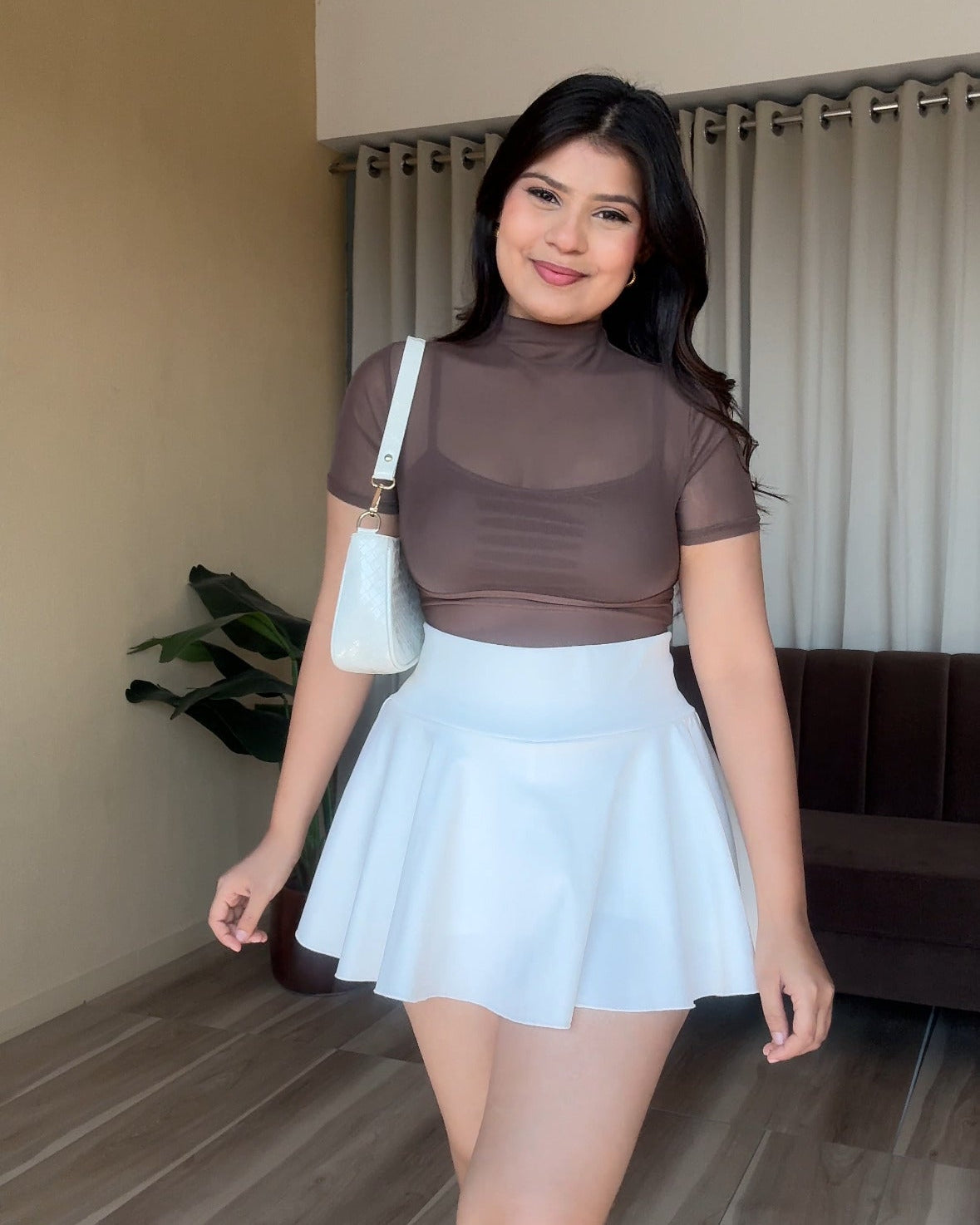 Sheer Mesh High Neck Top
