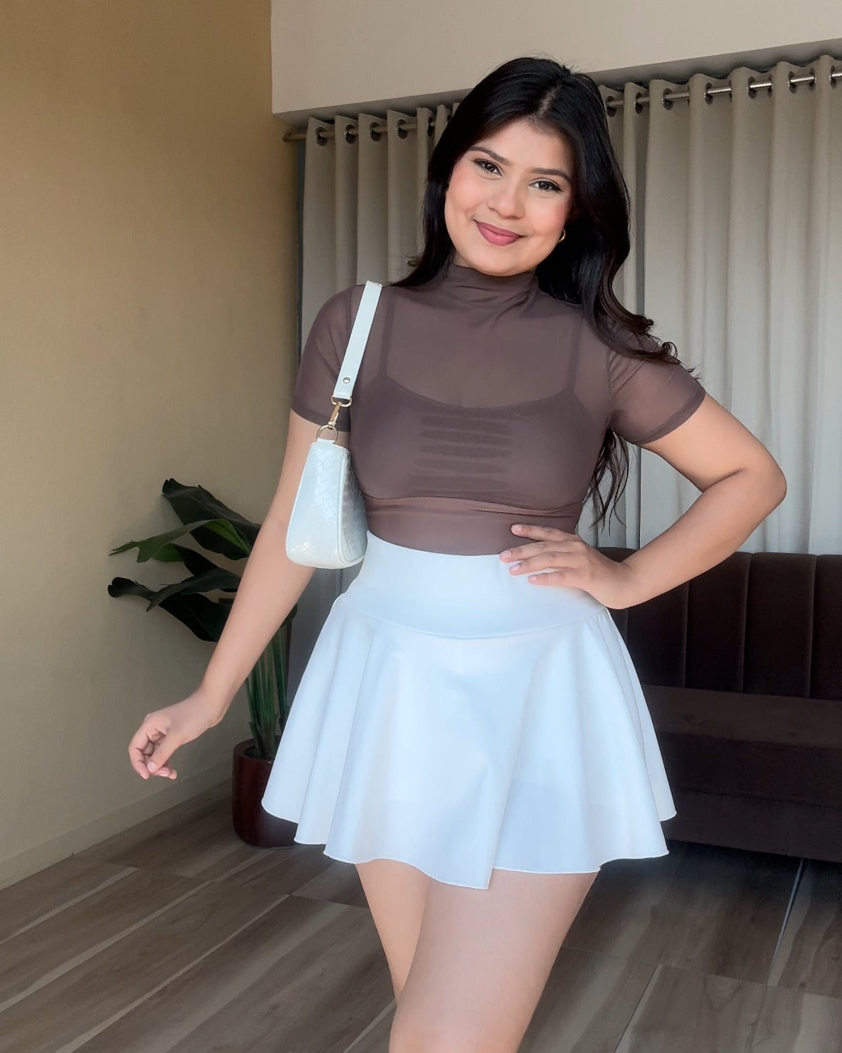 Sheer Mesh High Neck Top