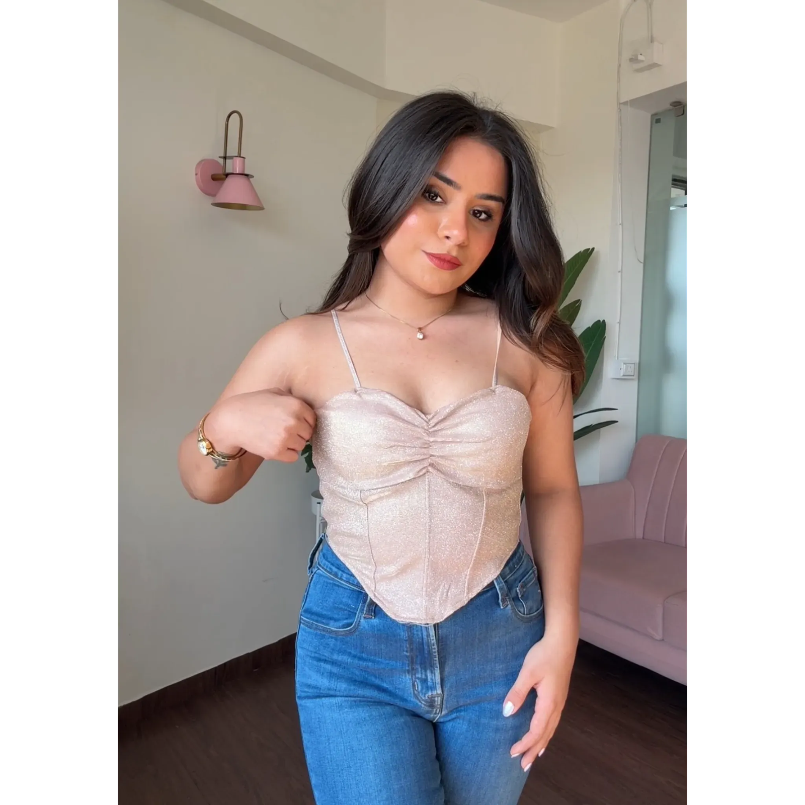 Shimmer Solid Corset Top