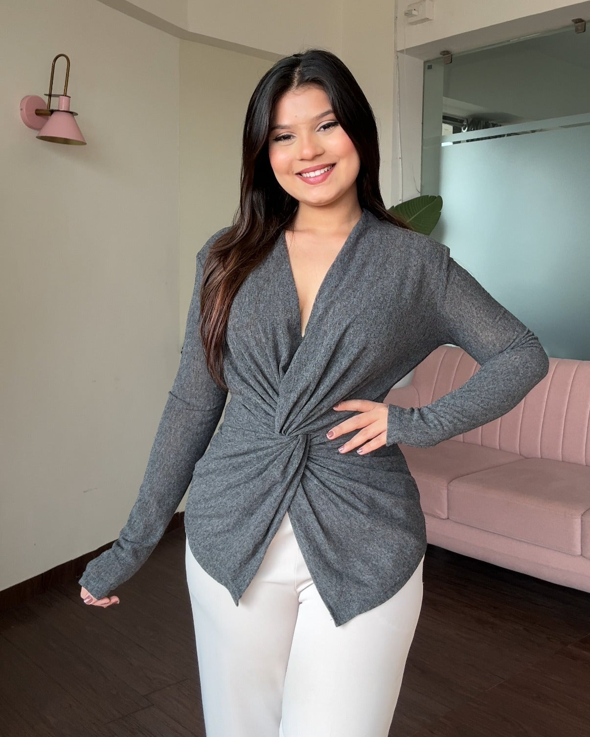 Solid Knot Detailing Fitted Top