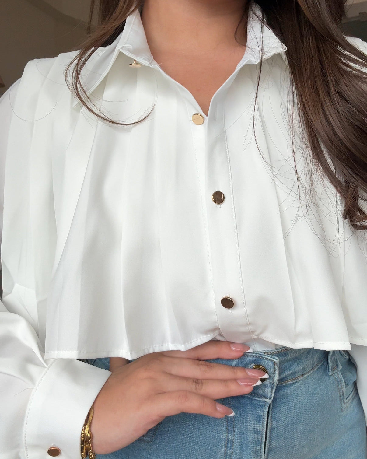 Solid Pleated Detailing Blouse