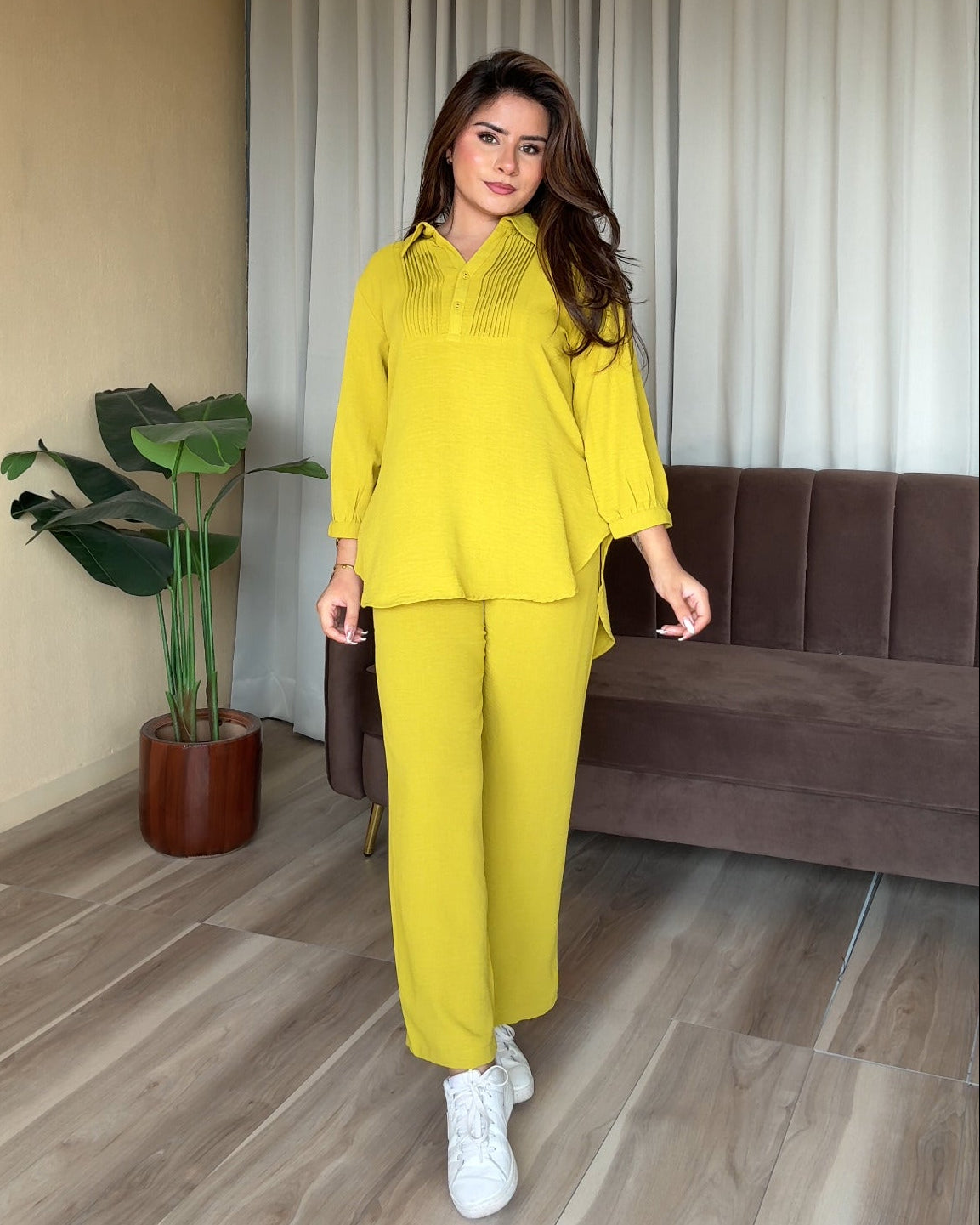 Solid Relaxed Fit Work Wear Summer Co-Ord Set