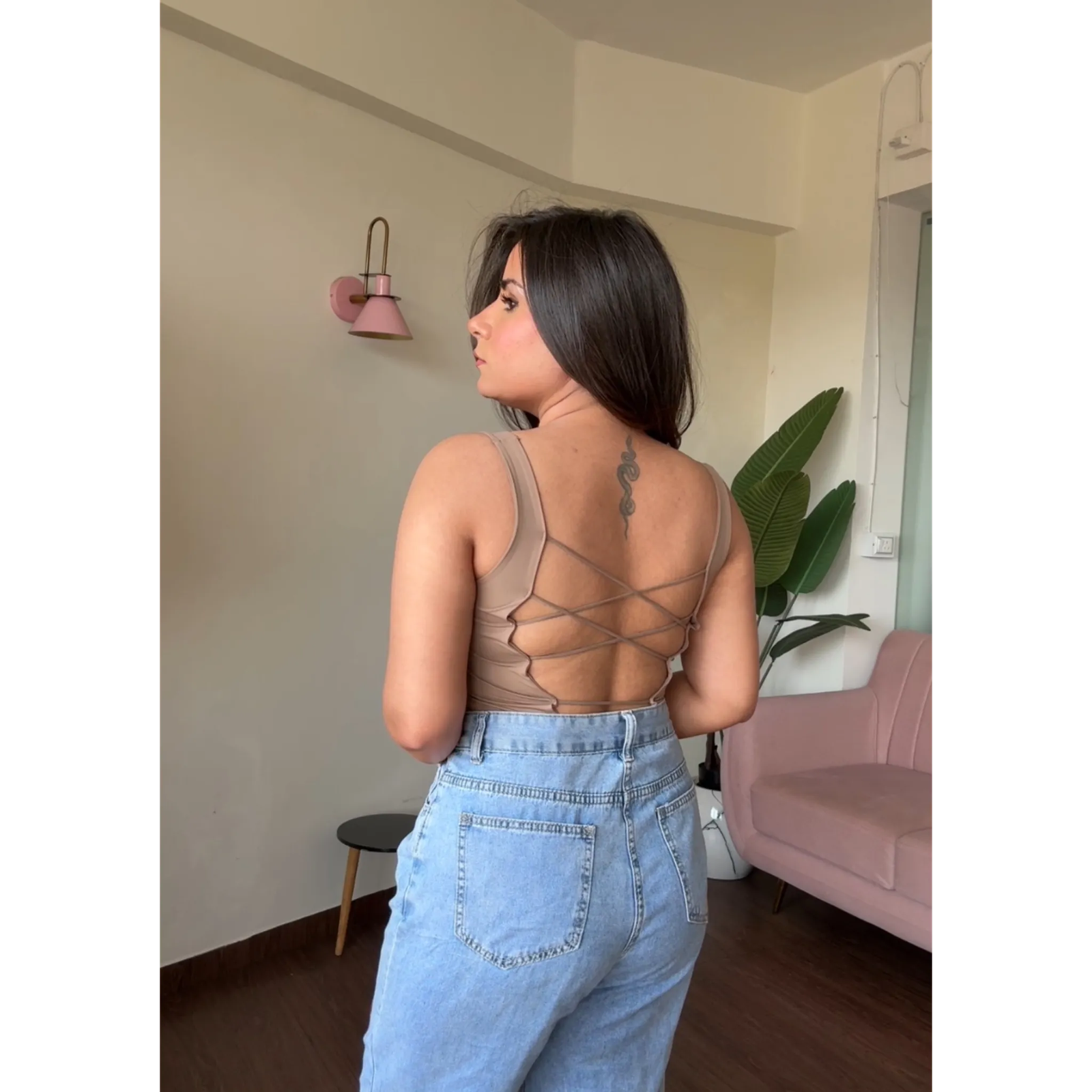 Square Neck Padded Backless Cami Top