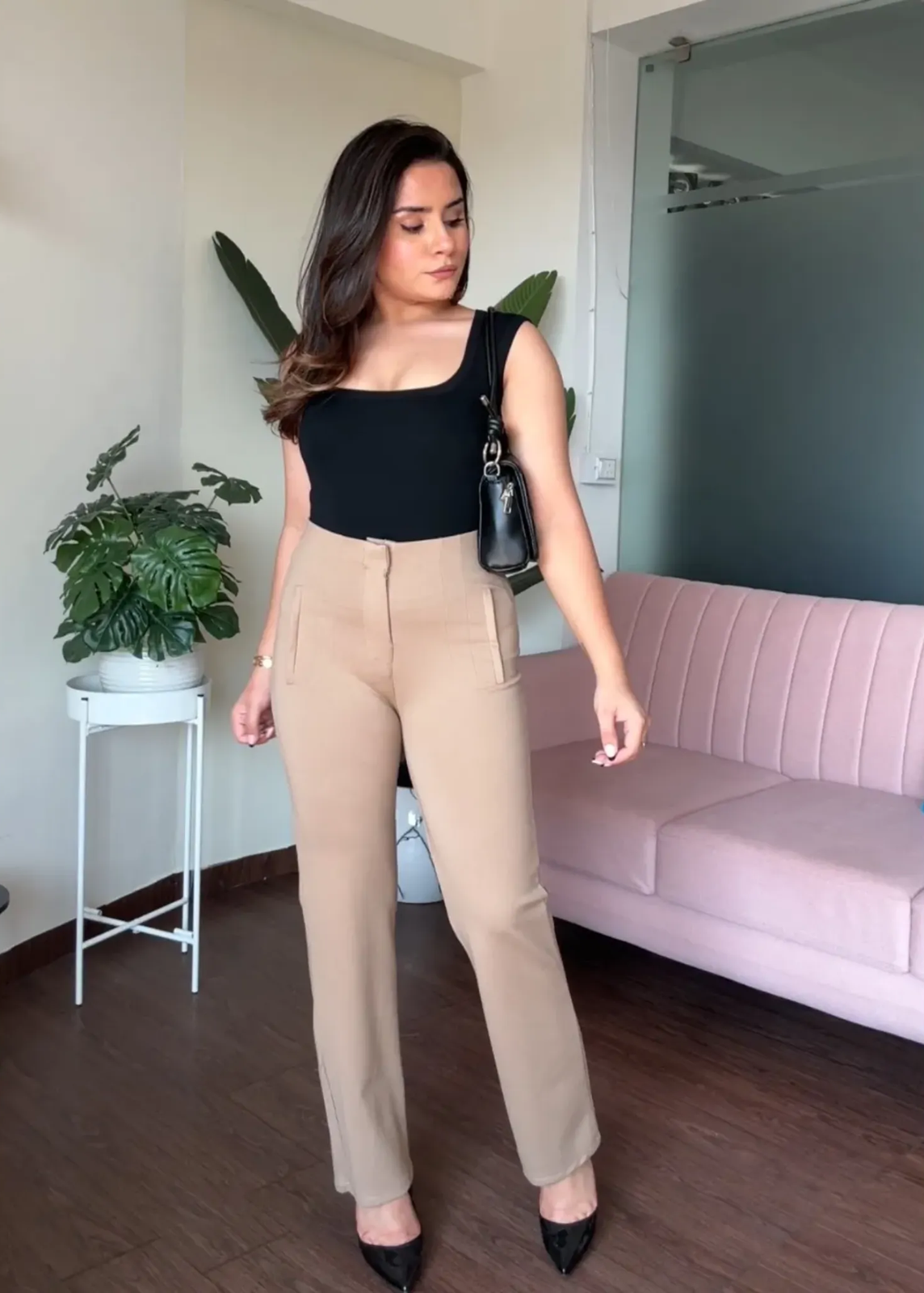 Stretchy High Waisted Straight Fits Pants