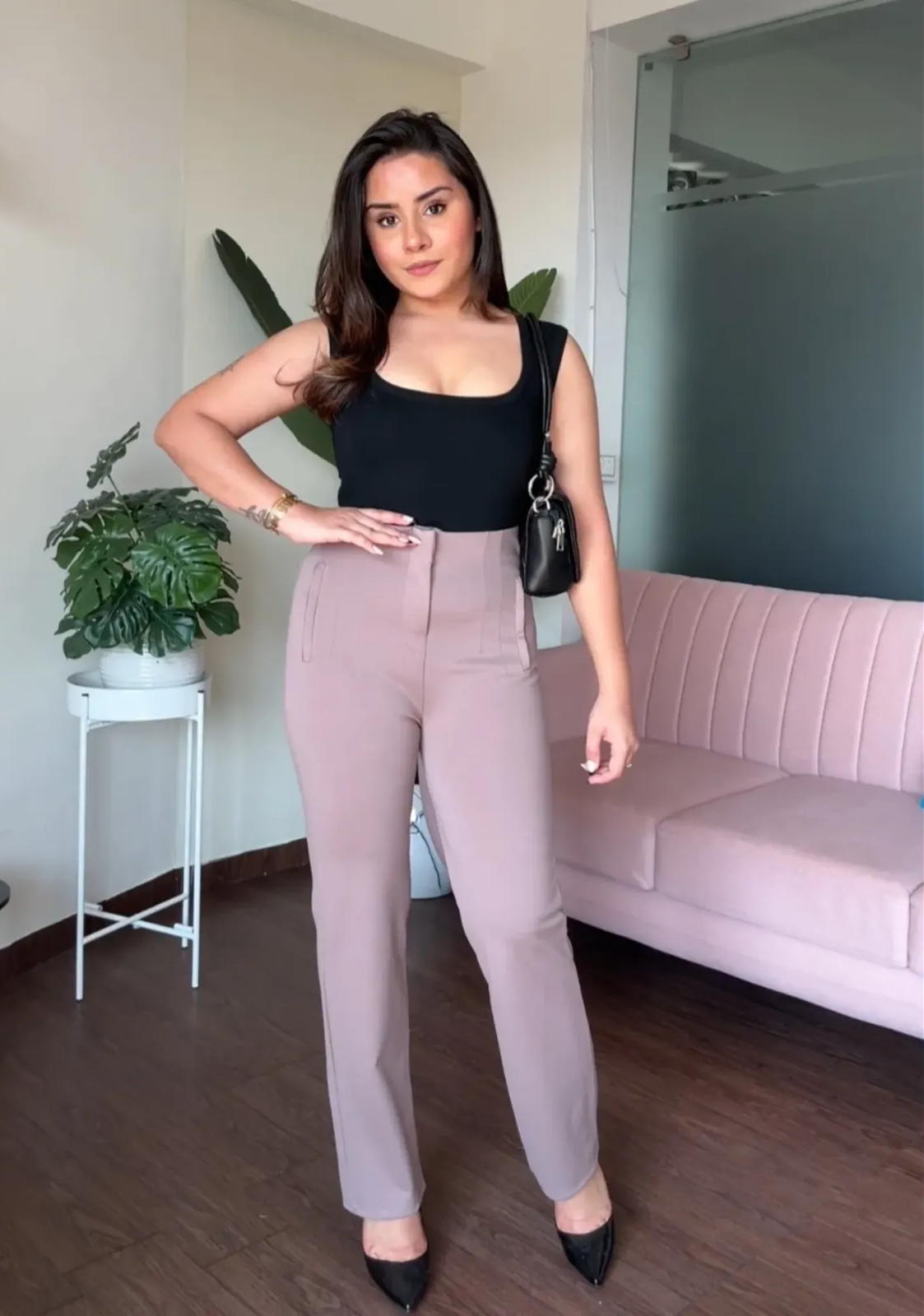 Stretchy High Waisted Straight Fits Pants