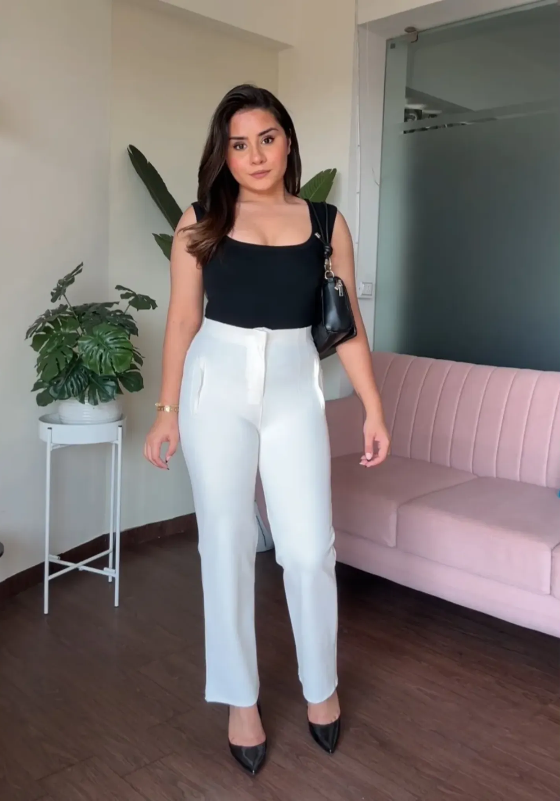 Stretchy High Waisted Straight Fits Pants