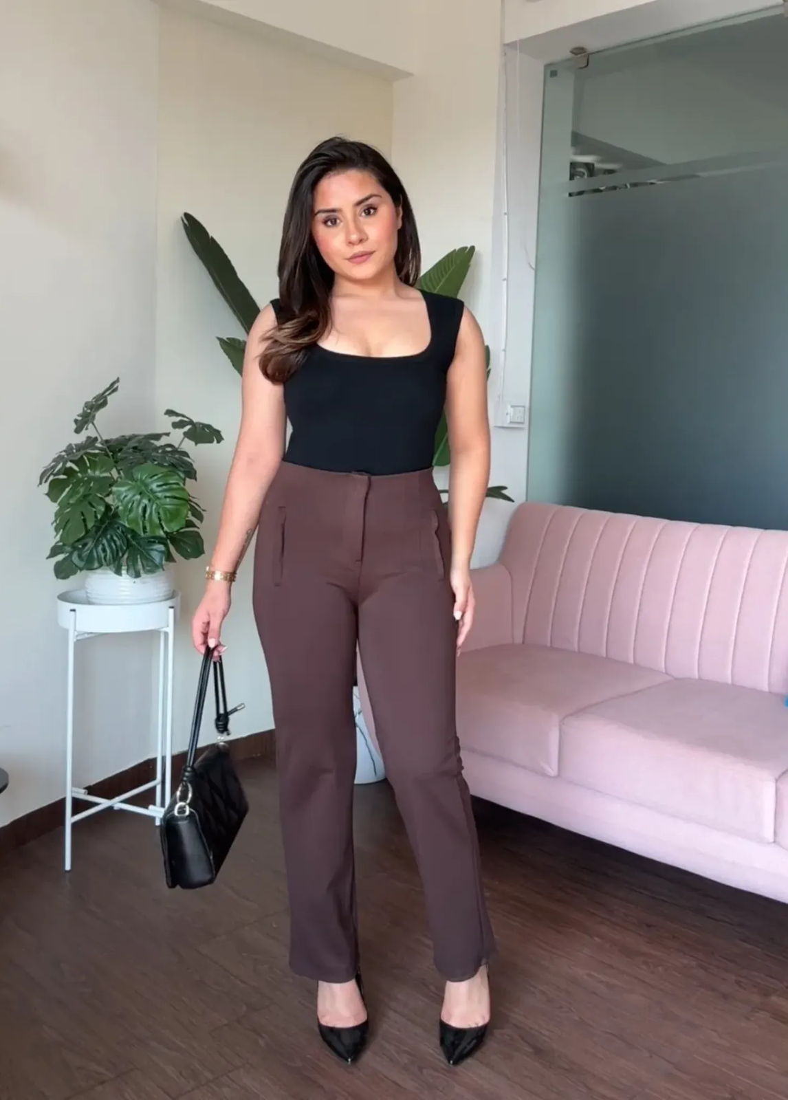 Stretchy High Waisted Straight Fits Pants