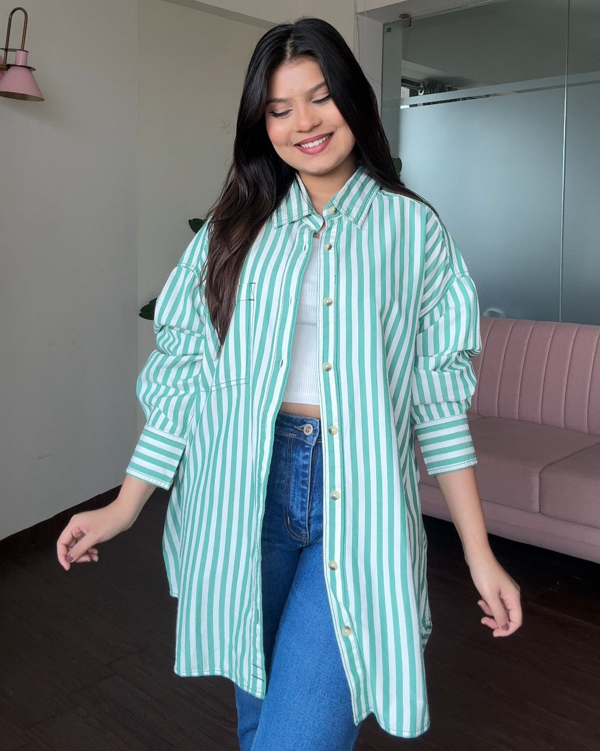 Striped Oversized Cotton Shirt