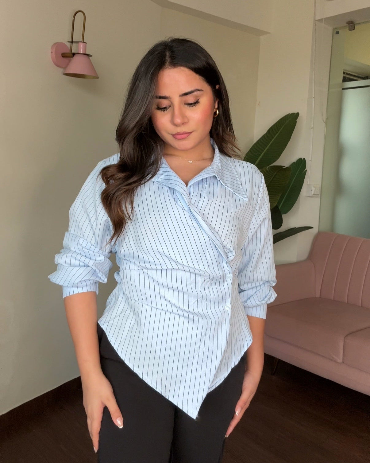 Striped Wrap Up Shirt