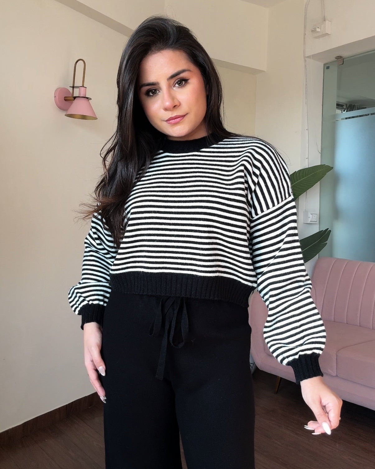 Stripped Baggy Cropped Sweater