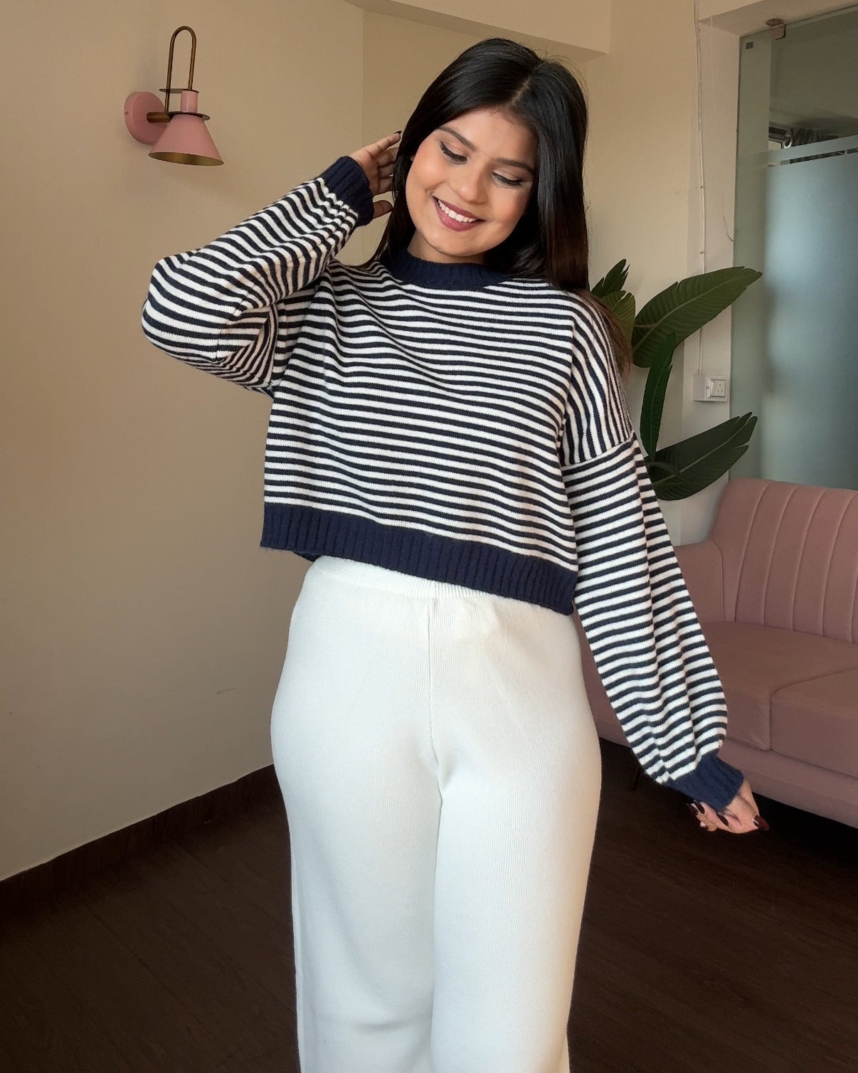 Stripped Baggy Cropped Sweater