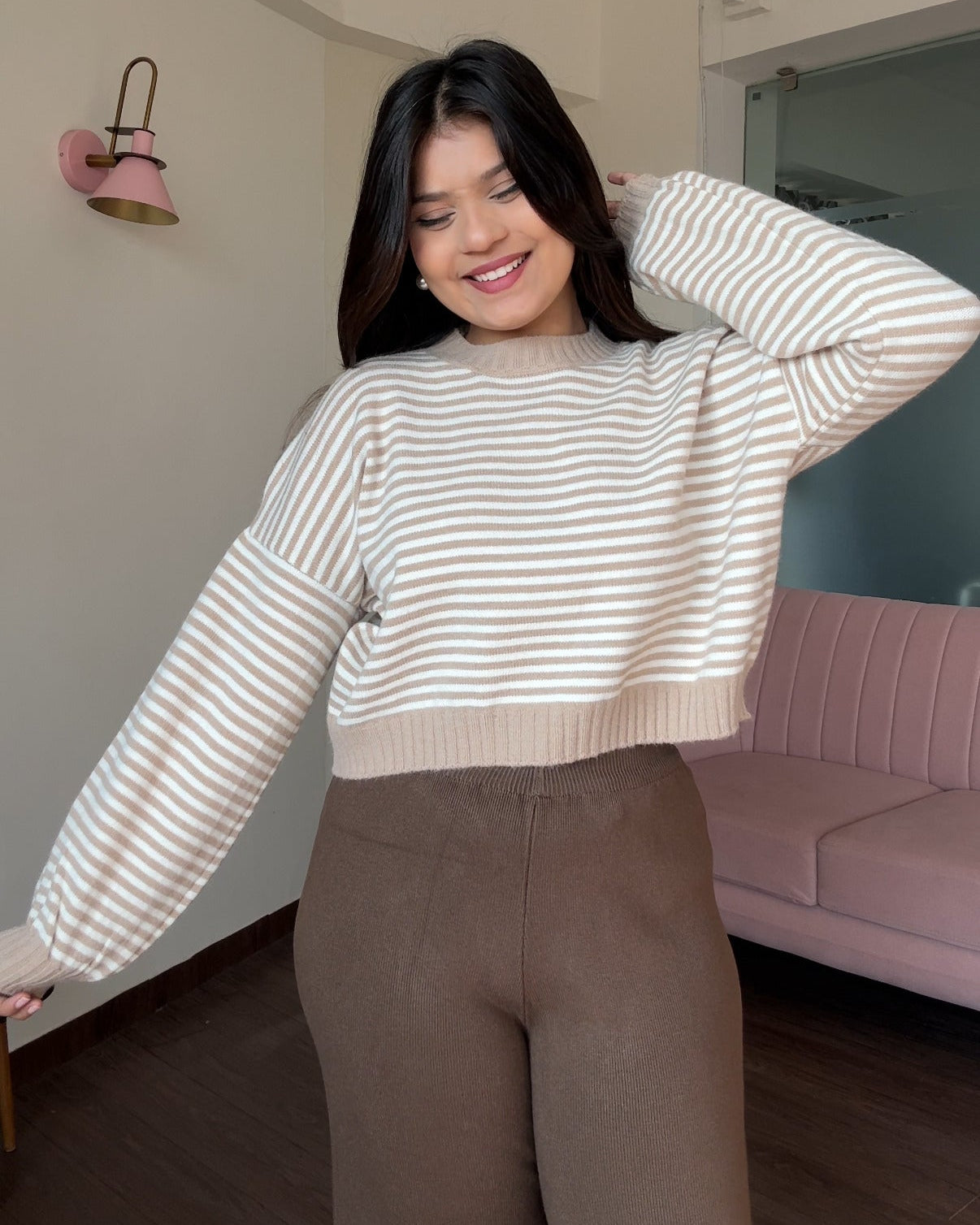 Stripped Baggy Cropped Sweater