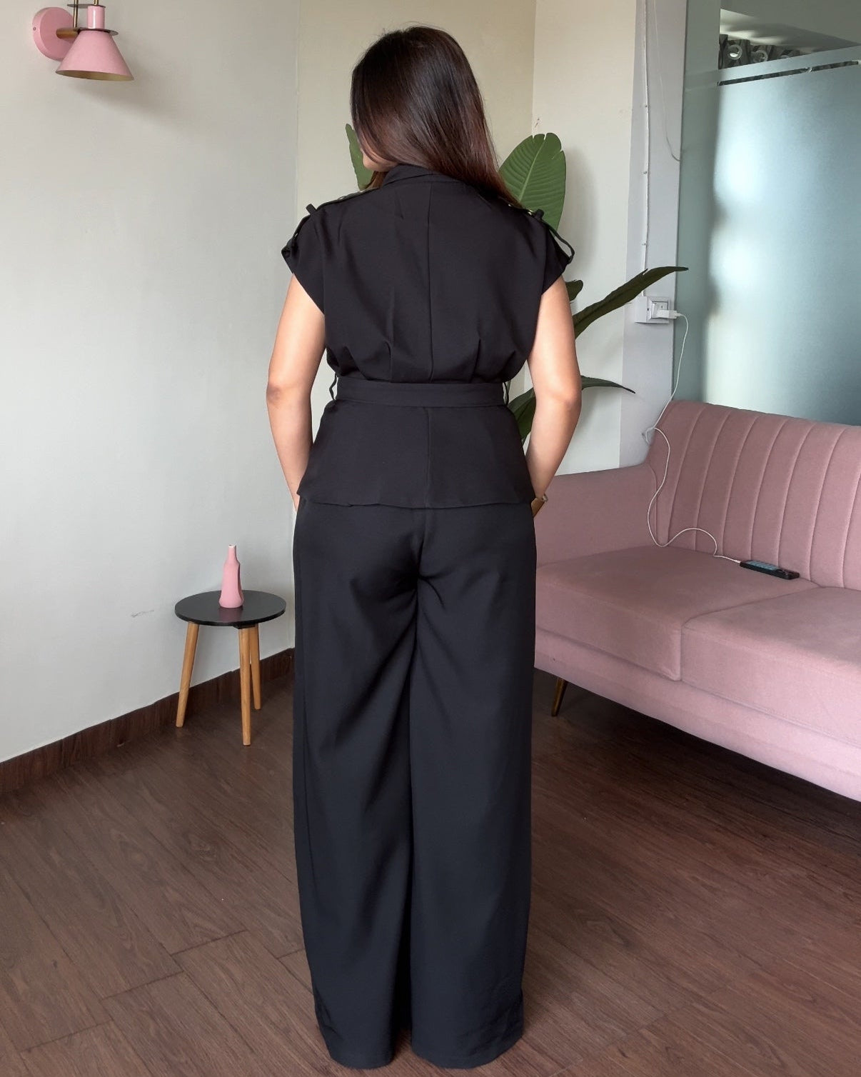 Tie Up Cut Sleeves Blazer Co-Ord Set