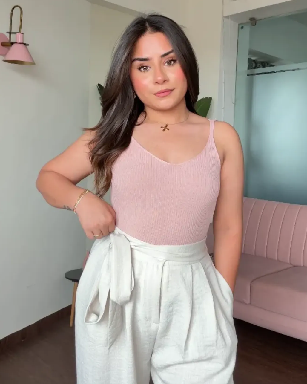 V Neck Premium Solid Cami Top