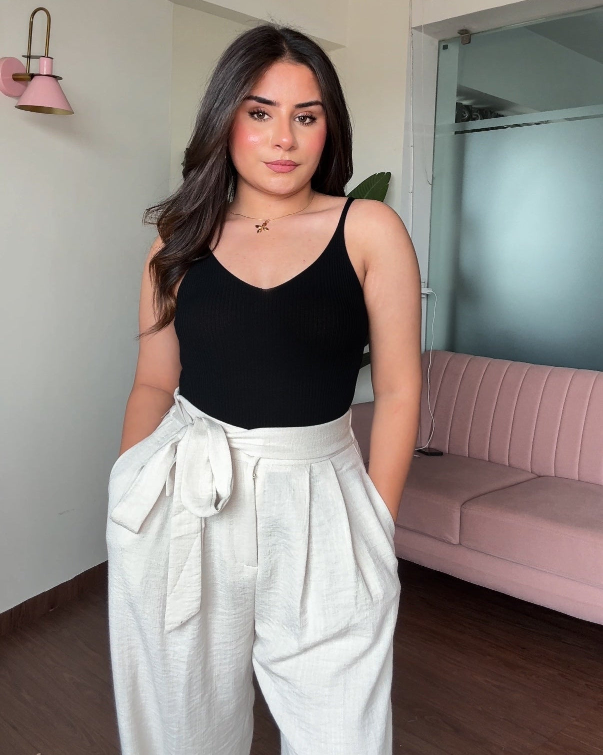 V Neck Premium Solid Cami Top