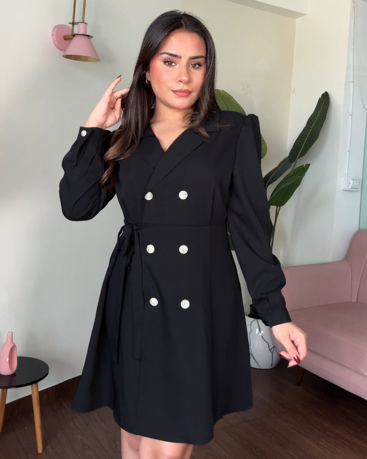Waist Tie Up Classic Blazer Dress