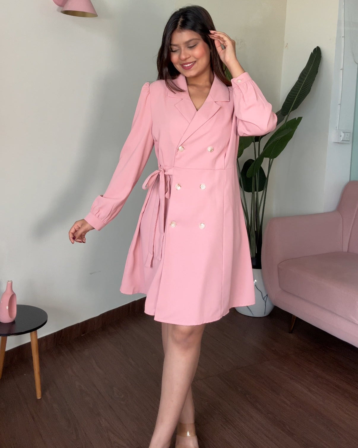 Waist Tie Up Classic Blazer Dress