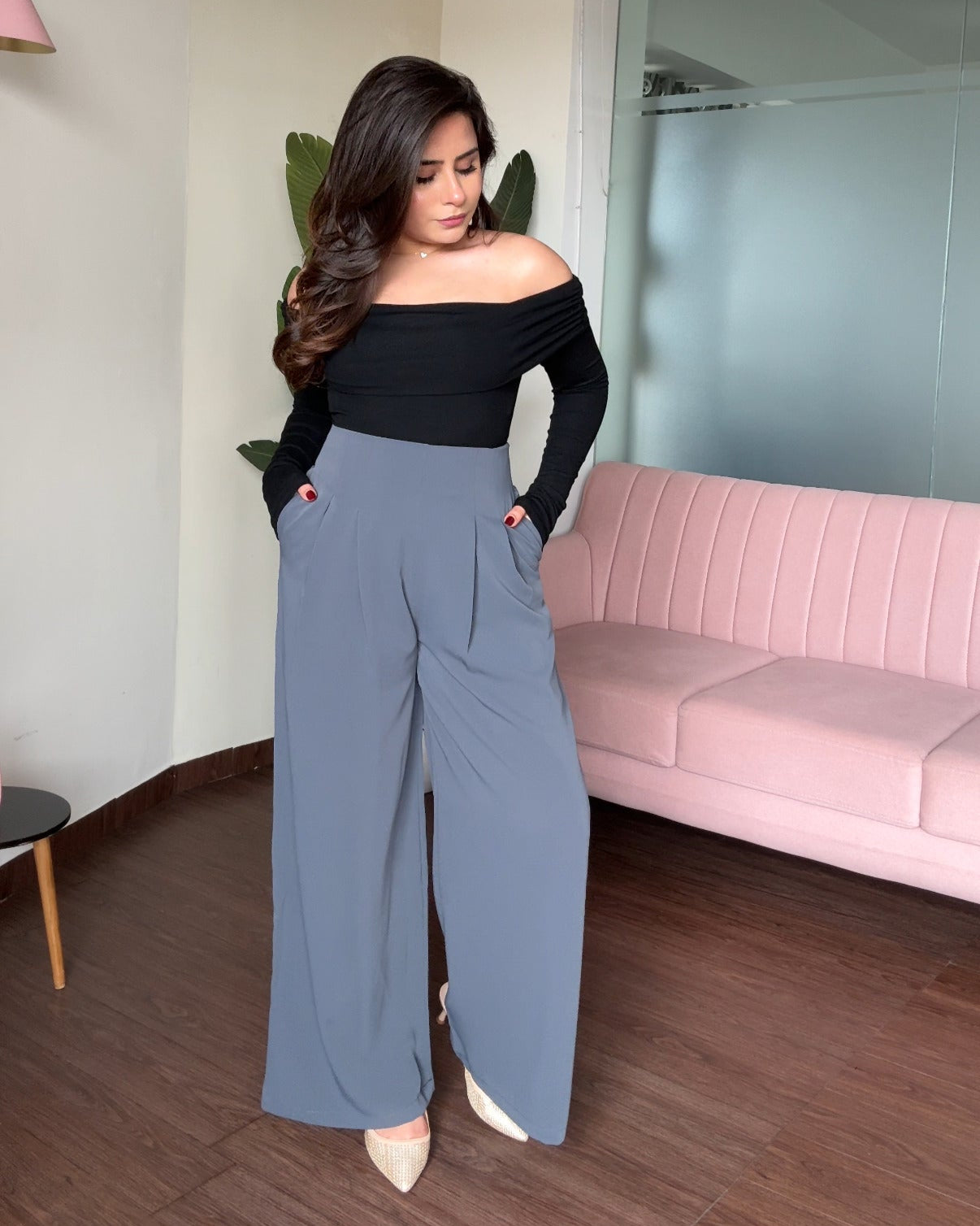 Wide Legged Pleated Korean Pants