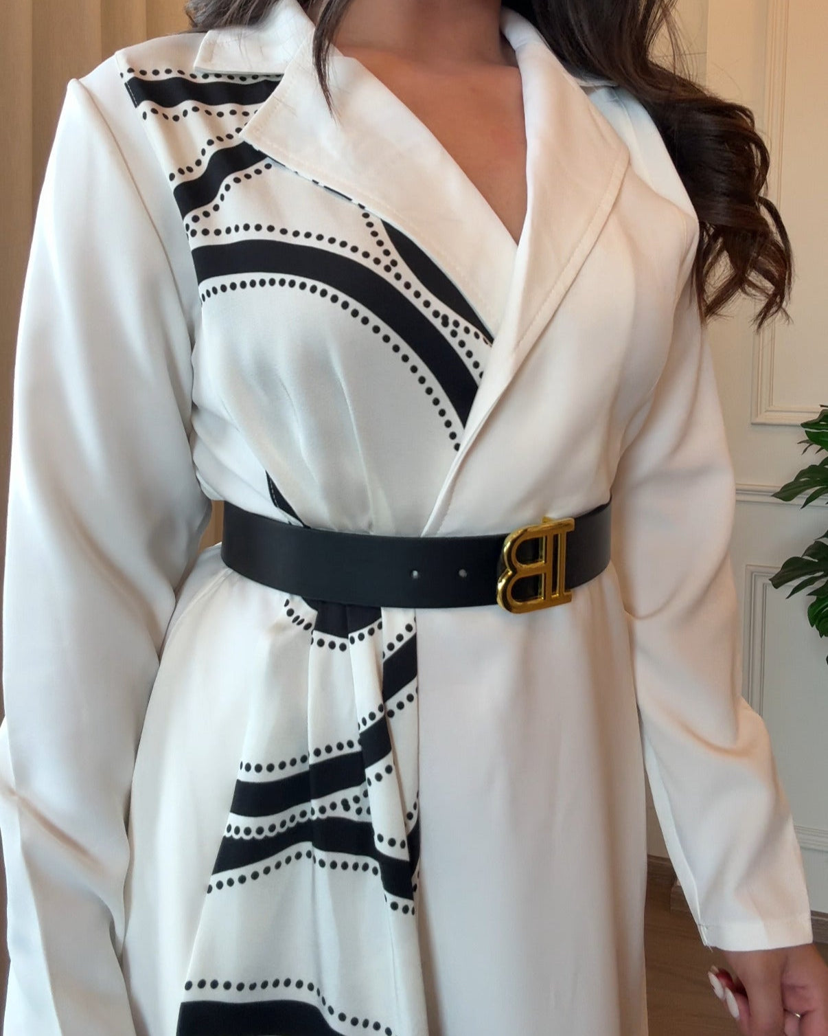 Wrap Scarf Blazer Dress With Belt