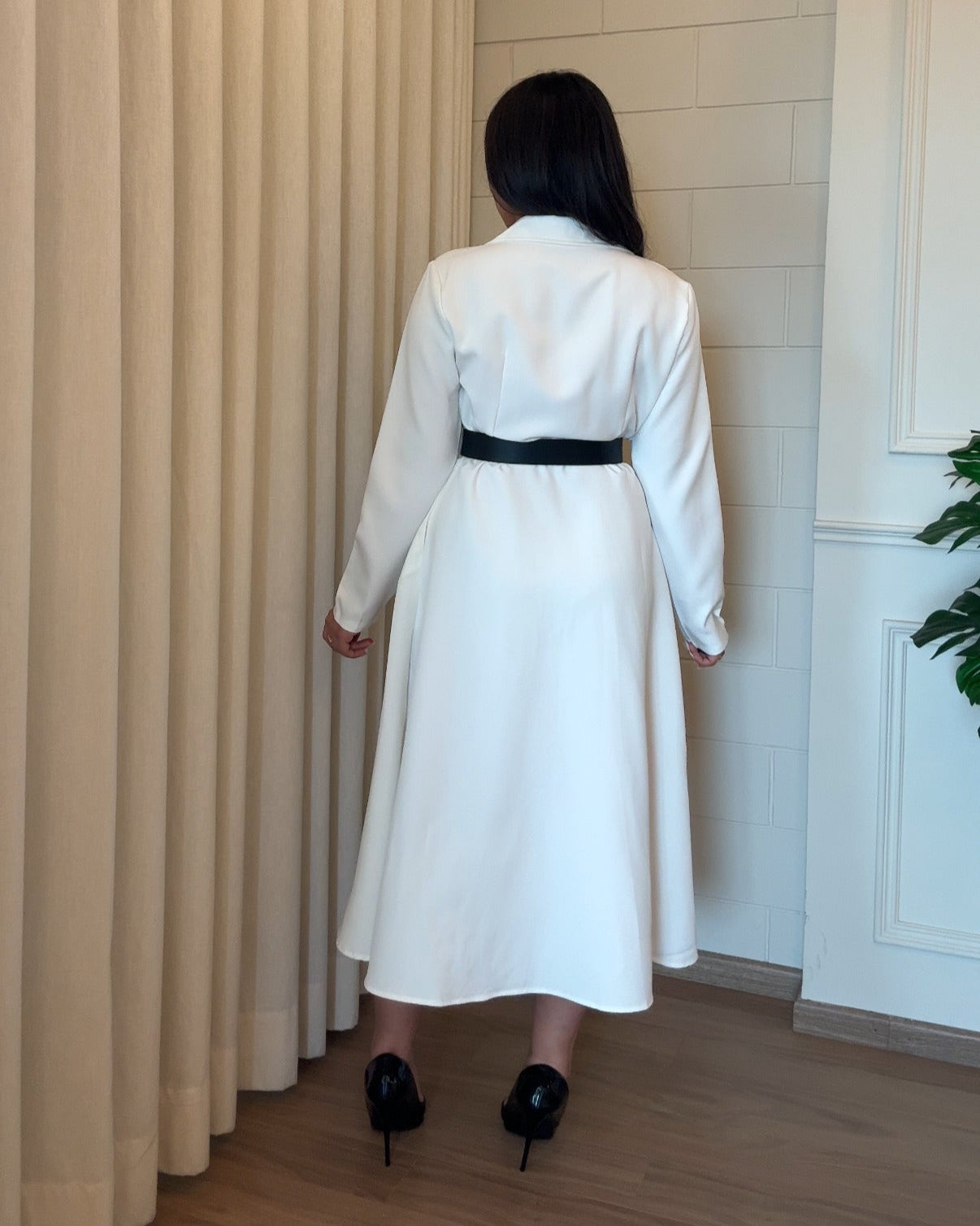 Wrap Scarf Blazer Dress With Belt