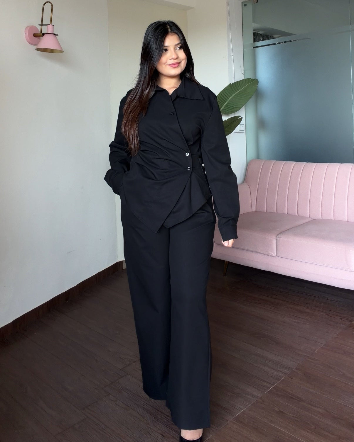 Wrap Shirt Relaxed Fit Co-ord Set